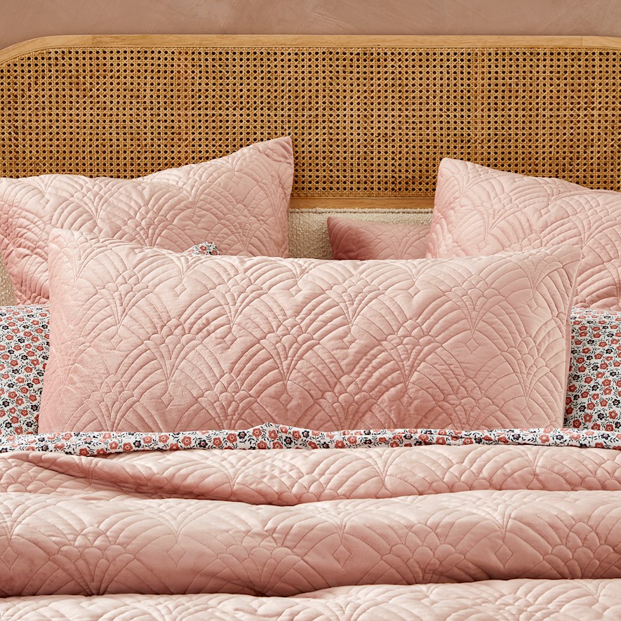 Adelaide Pink Velvet Quilted Pillowcases Adairs
