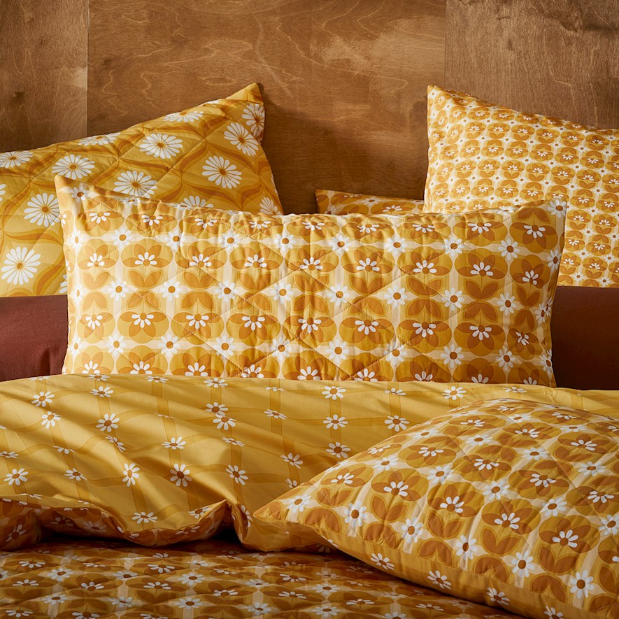 Wilma Mustard Quilted Pillowcase Adairs