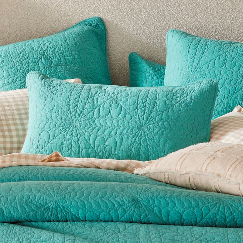 Daisy Turquoise Quilted Pillowcases