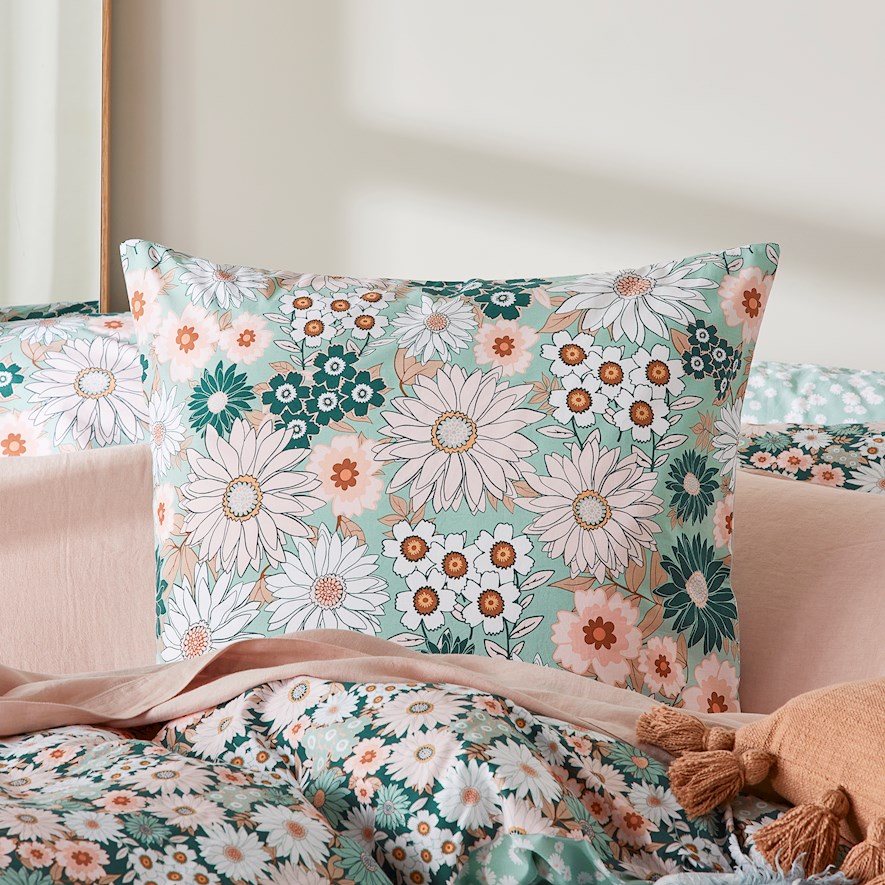 Phoebe Floral Green Pillowcases Adairs