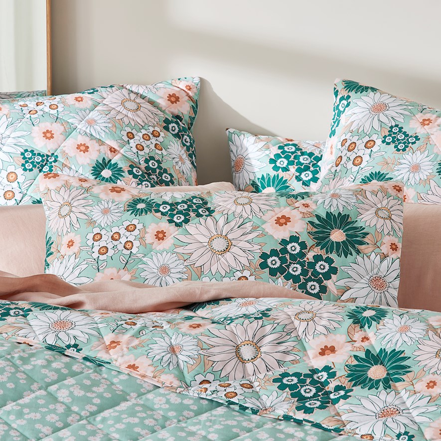 Phoebe Floral Phoebe Floral Green Quilted PillowcasesGreen Quilted