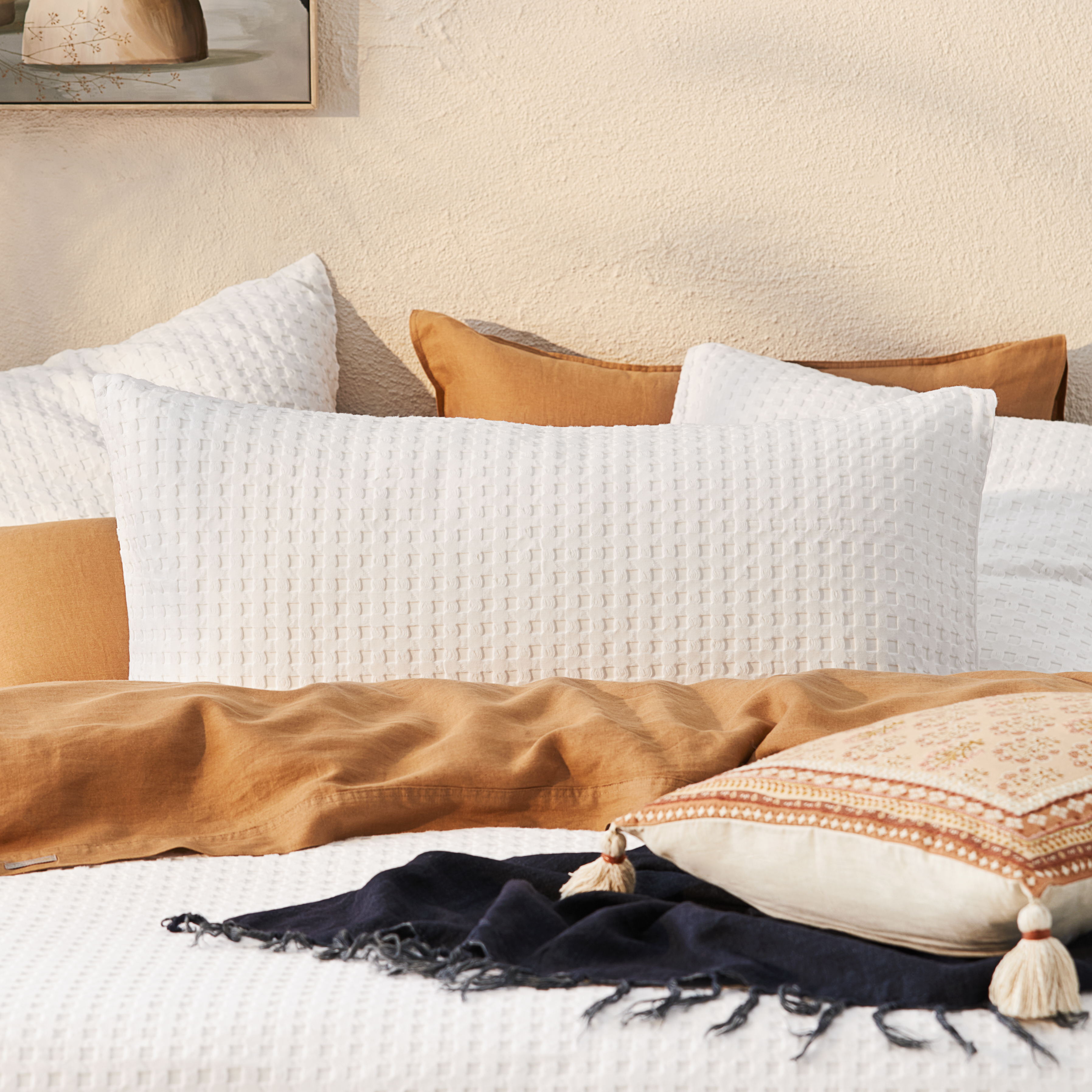 Manhattan White Waffle Pillowcases Adairs