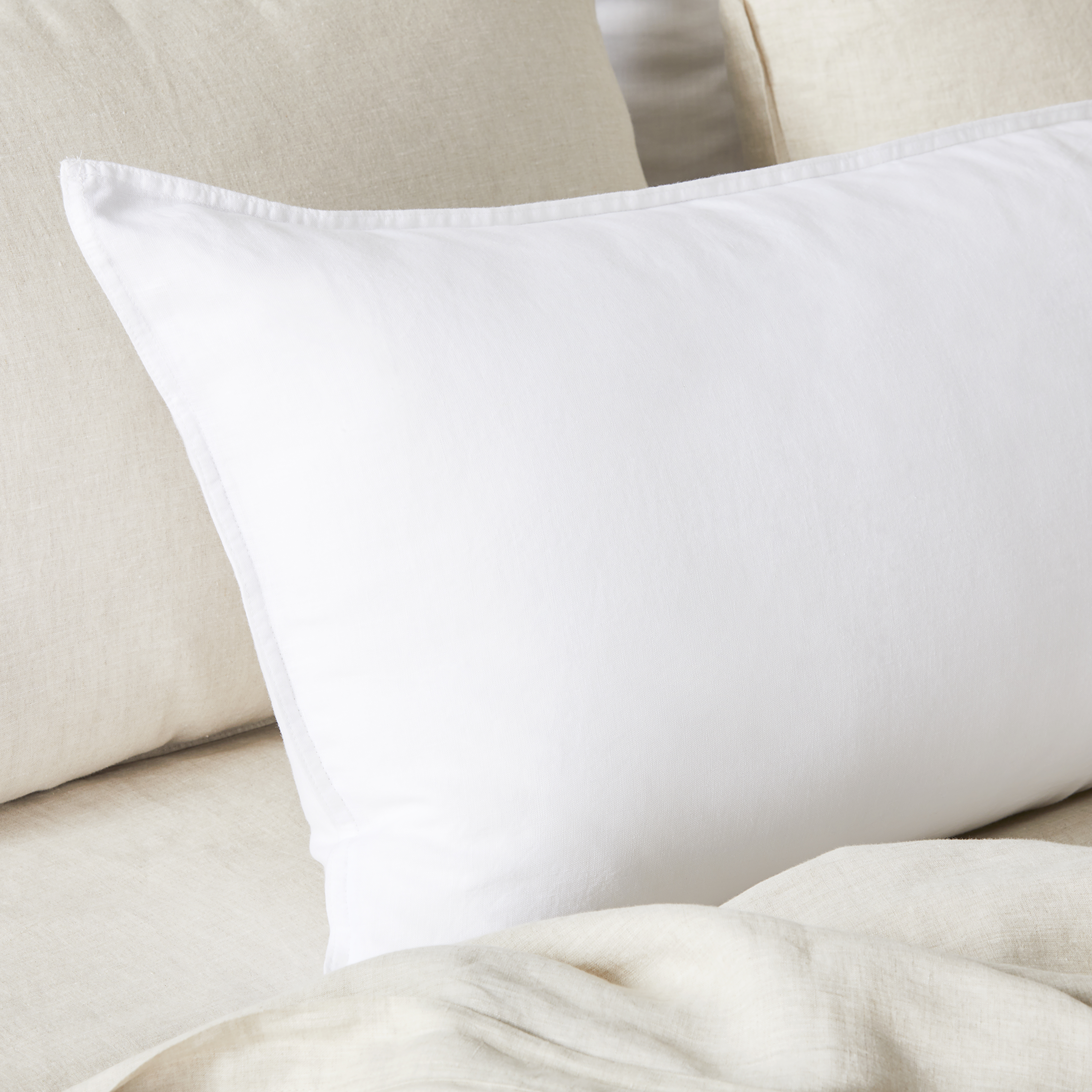 Vintage Washed Linen White Bolster Pillowcase Adairs