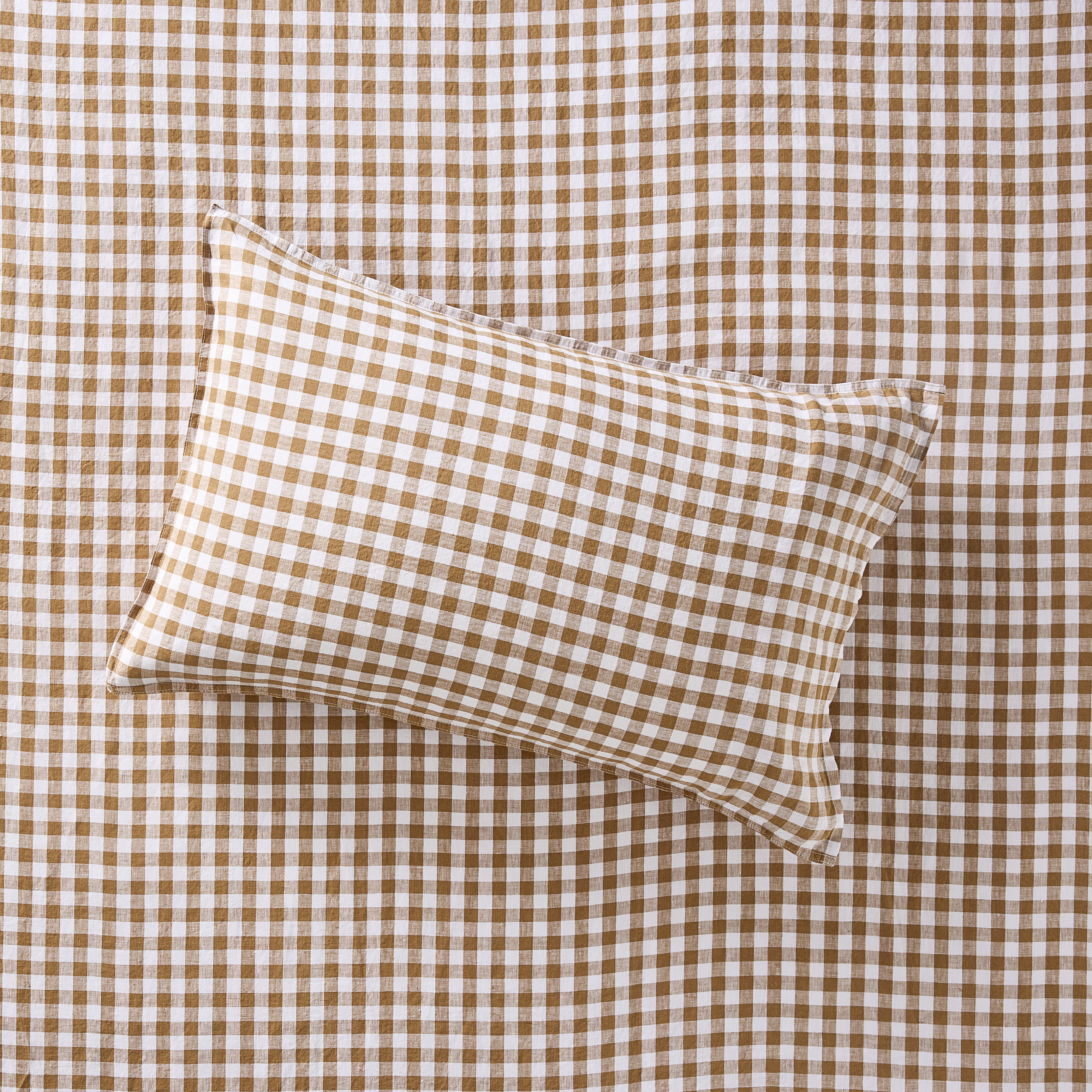 Vintage Washed Caramel Check Pillowcases Adairs