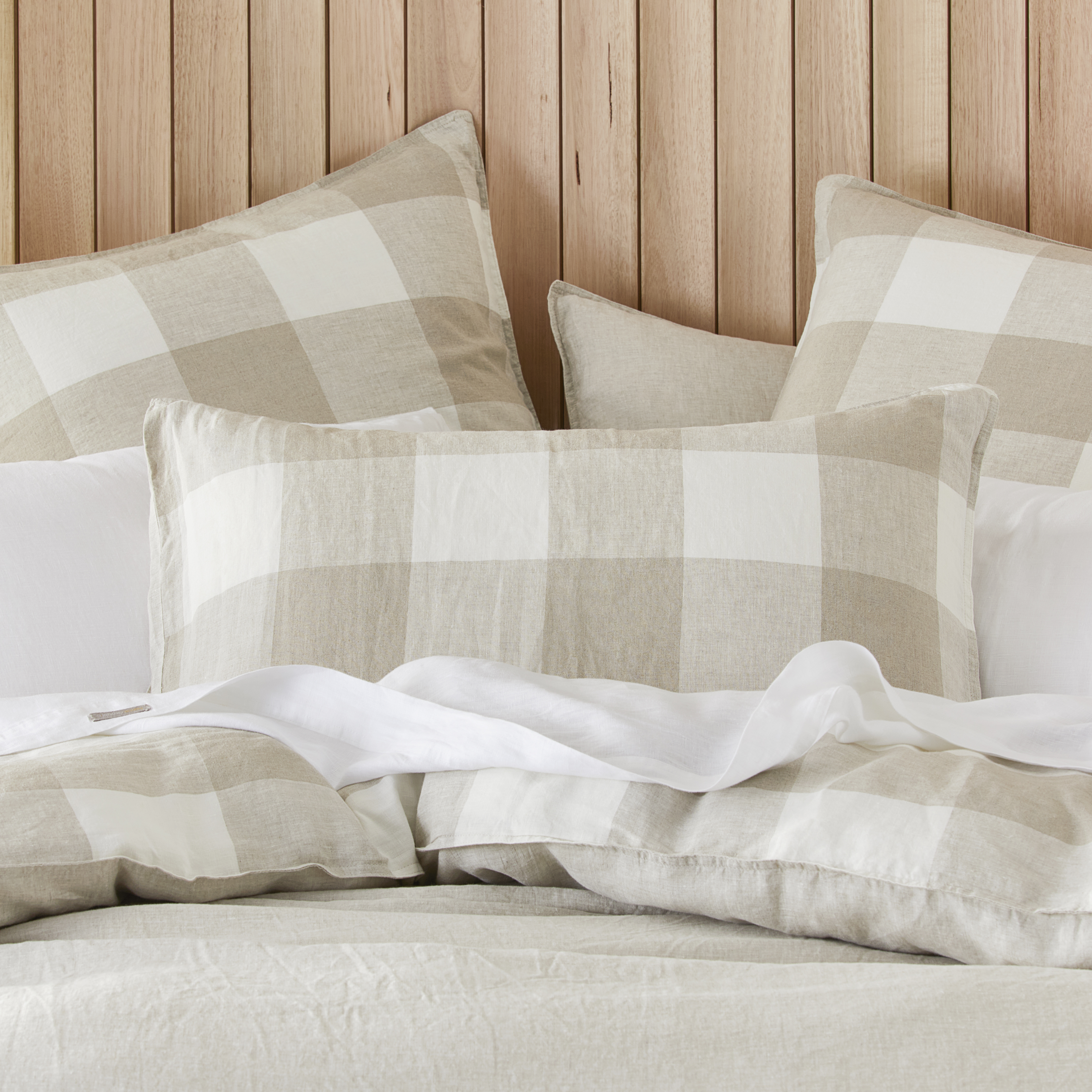 Vintage Washed Linen Large Linen Check Pillowcases | Adairs