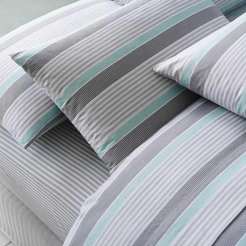 Myles Stripe White Flannelette Sheet Set