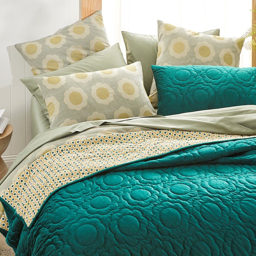 Flowerburst Green Quilt Cover Set + Separates Adairs