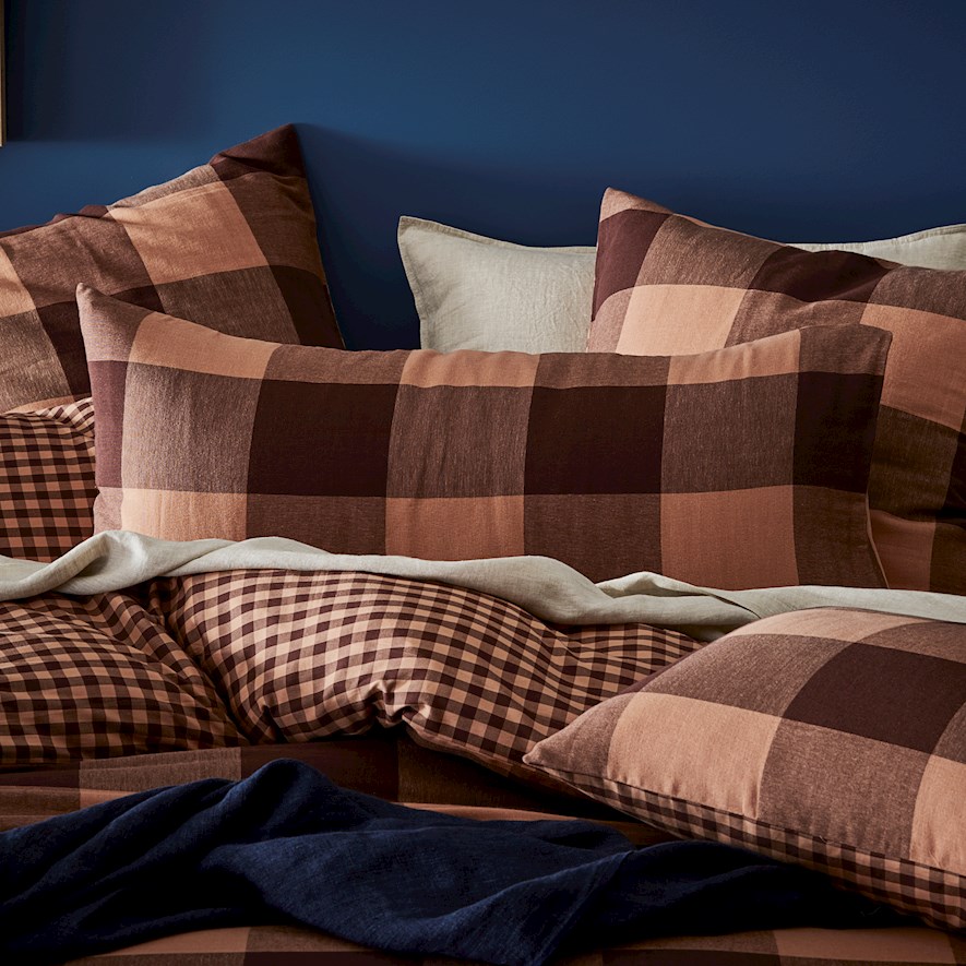 Check Wine Quilt Cover Separates Adairs