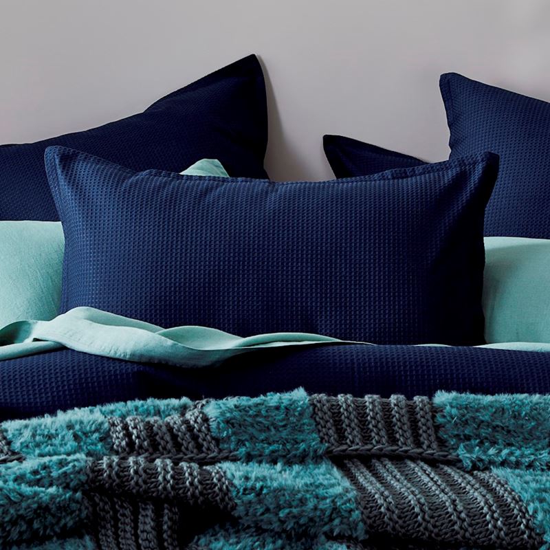 Berlin Navy Waffle Quilt Cover Set + Separates