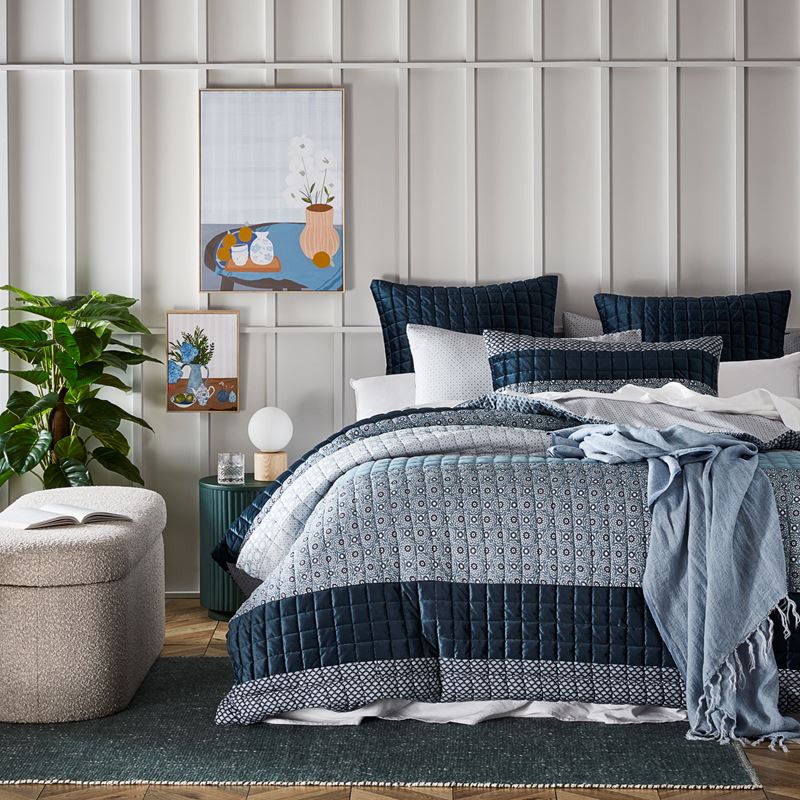 Astrid Navy Quilted Quilt Cover Separates
