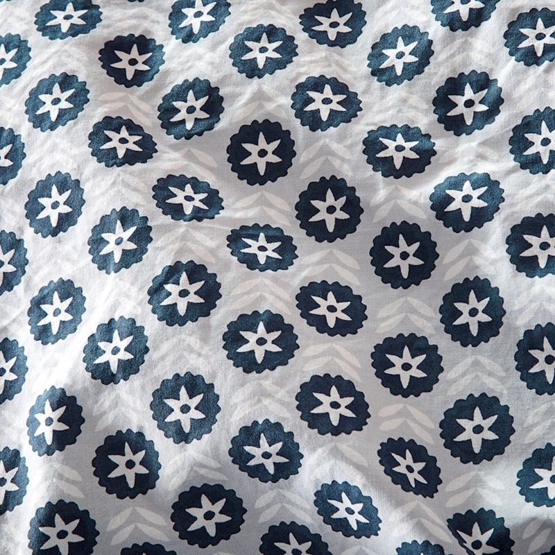 Stonewashed Cotton Sea Blue Floral Quilt Cover Separates
