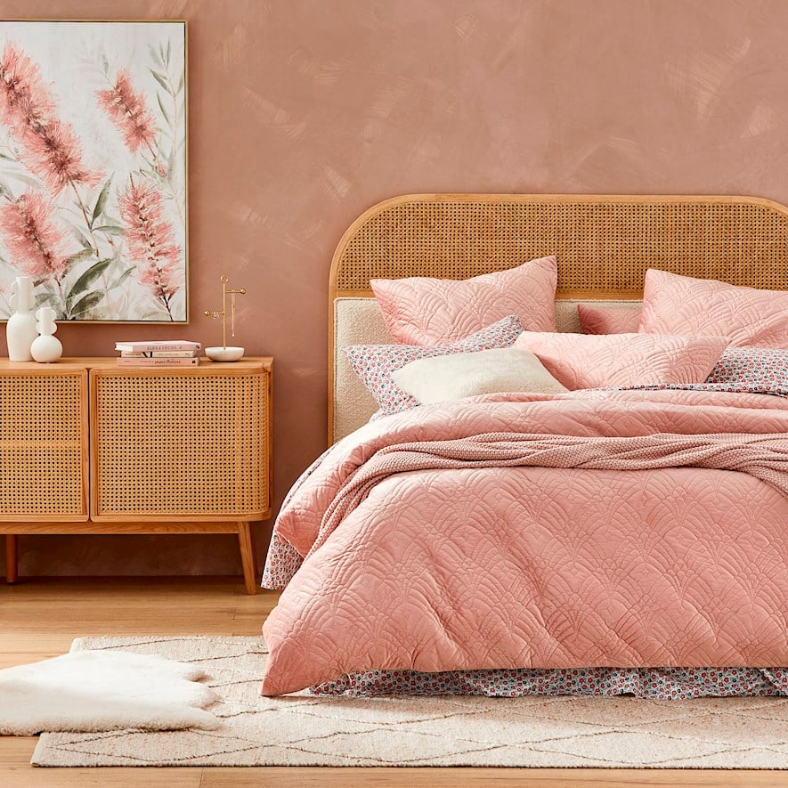 Adelaide Pink Velvet Quilted Quilt Cover Separates Adairs