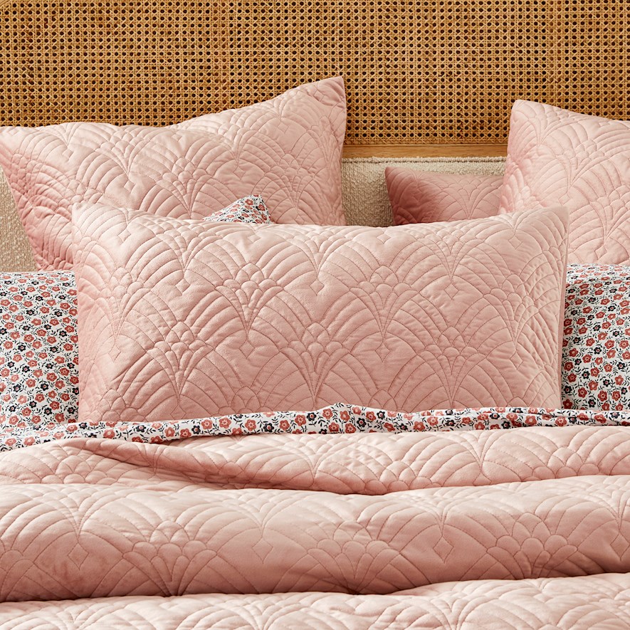 Adelaide Pink Velvet Quilted Quilt Cover Separates Adairs