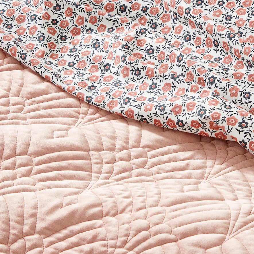 Adelaide Pink Velvet Quilted Quilt Cover Separates Adairs