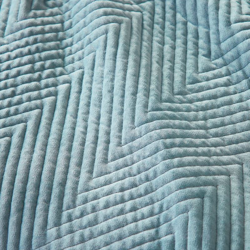 Chevron Ice Blue Velvet Quilted Quilt Cover Separates