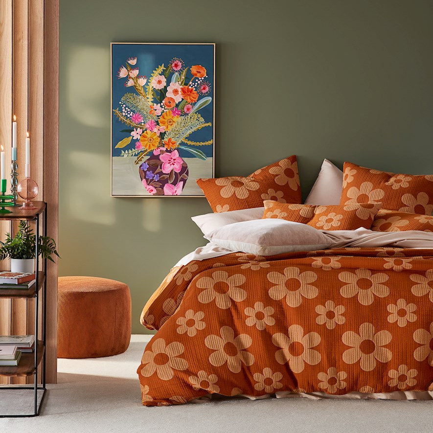 Marigold Burnt Orange Matelasse Quilt Cover Separates Adairs