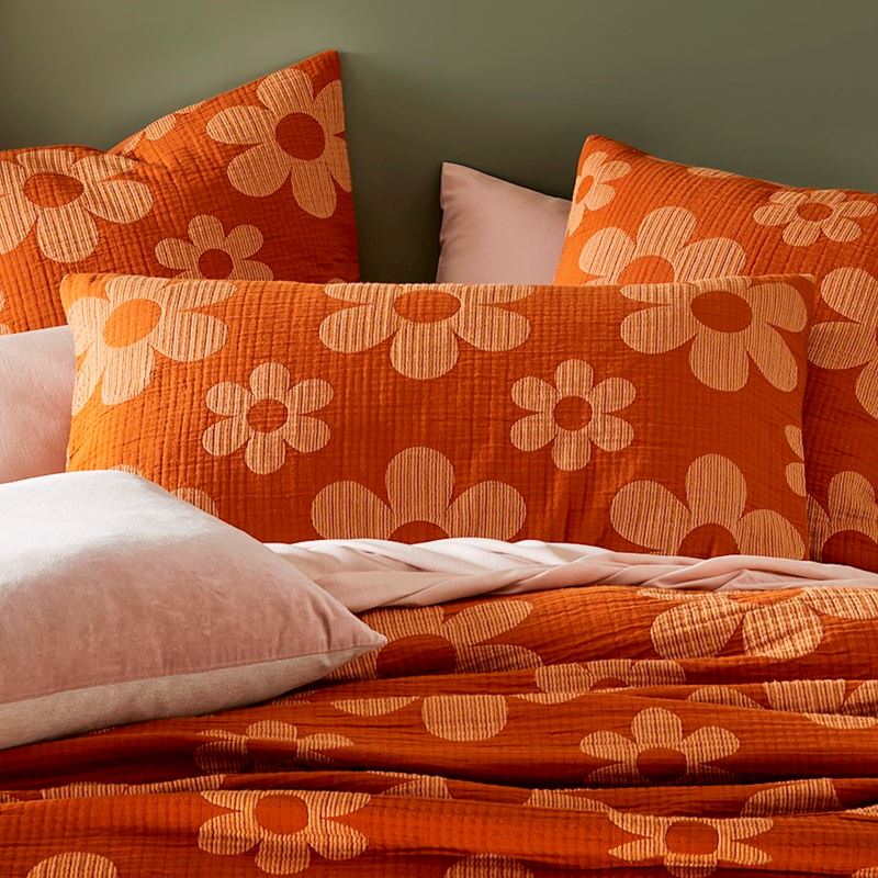 Marigold Burnt Orange Matelasse Quilt Cover Separates