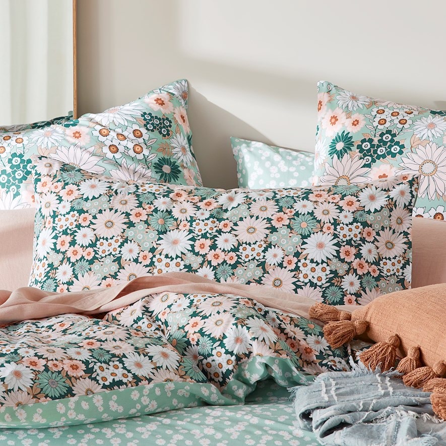 Phoebe Floral Green Quilt Cover Set Separates Adairs