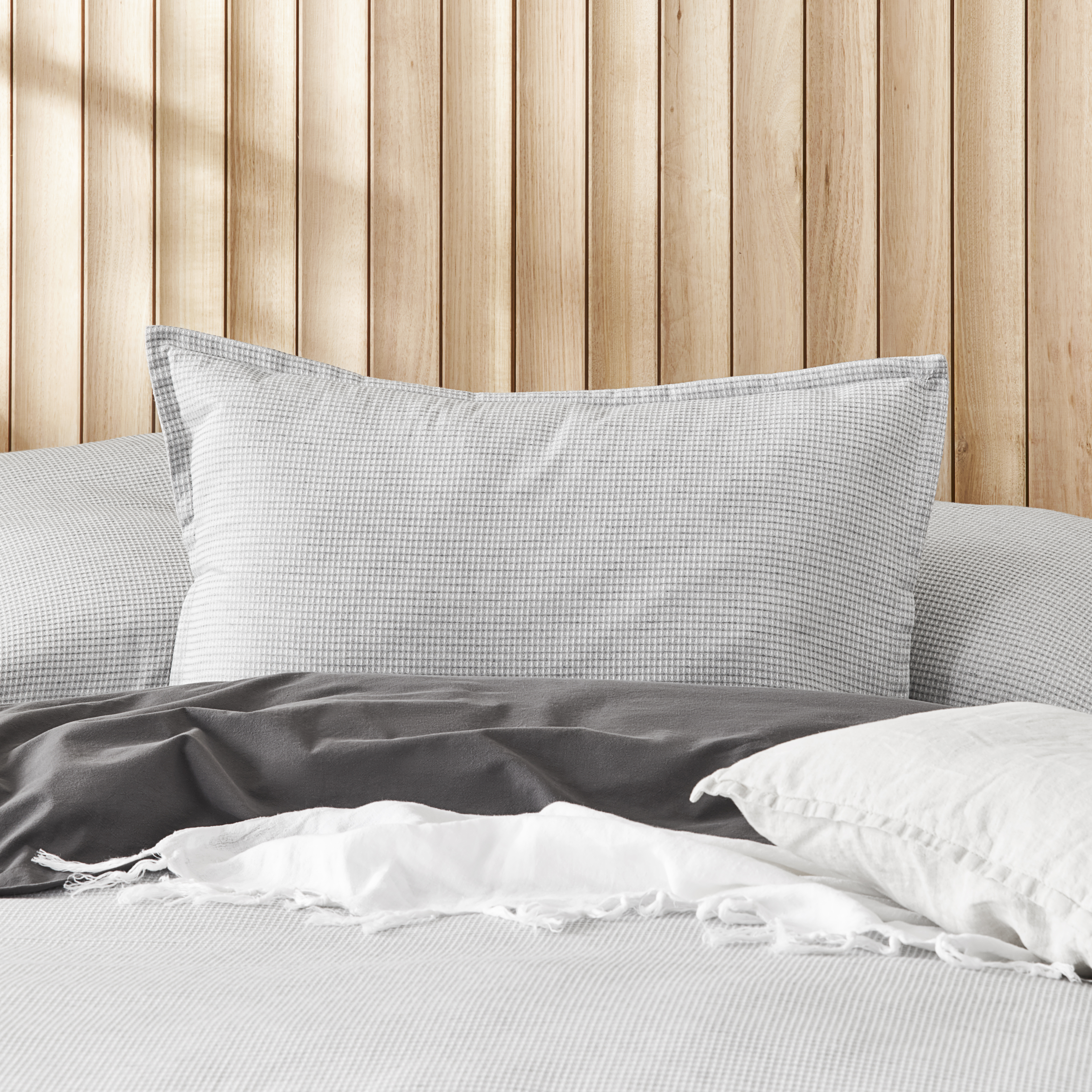 Berlin Waffle Grey Marle Quilt Cover Set + Separates Adairs