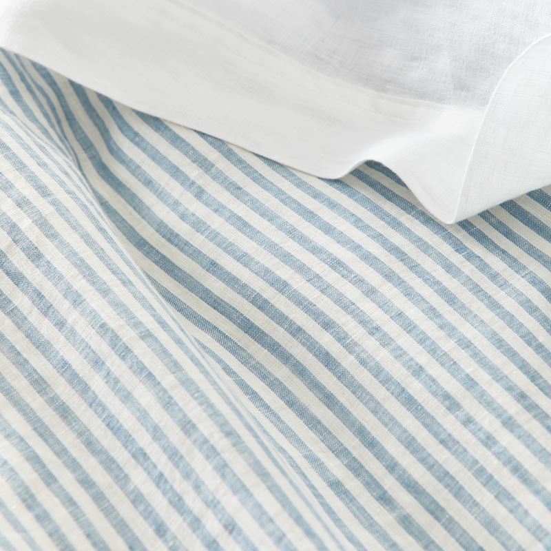 Vintage Washed Linen Blue Stripe Quilt Cover, Bedroom