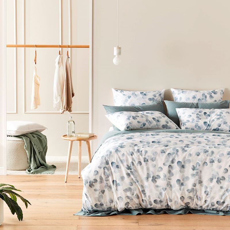 Tranquil Blue Grey Quilt Cover Set, Bedroom