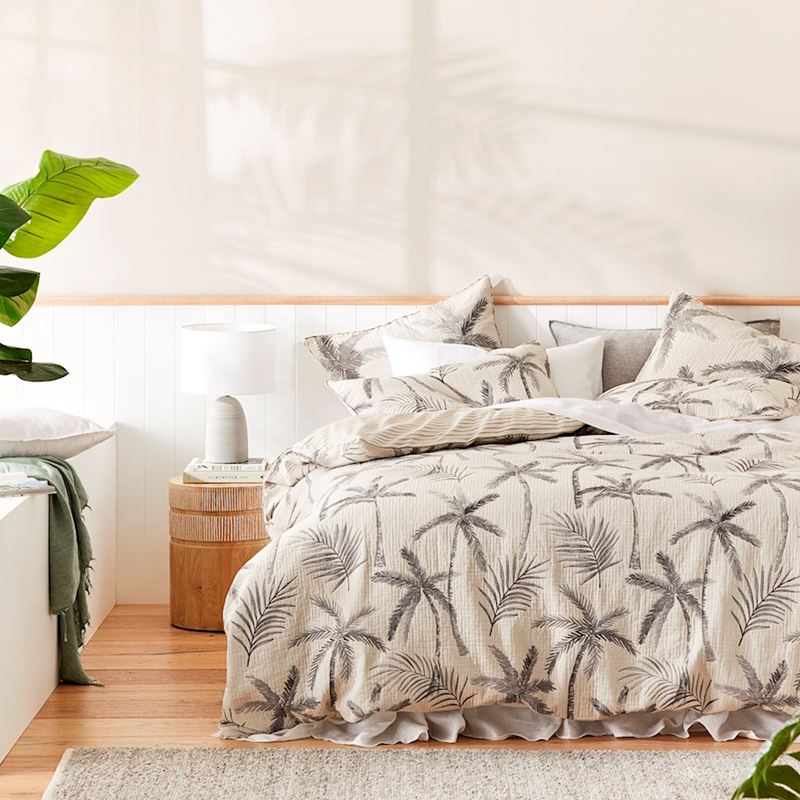 Palm Breeze Natural Jacquard Quilt Cover Separates