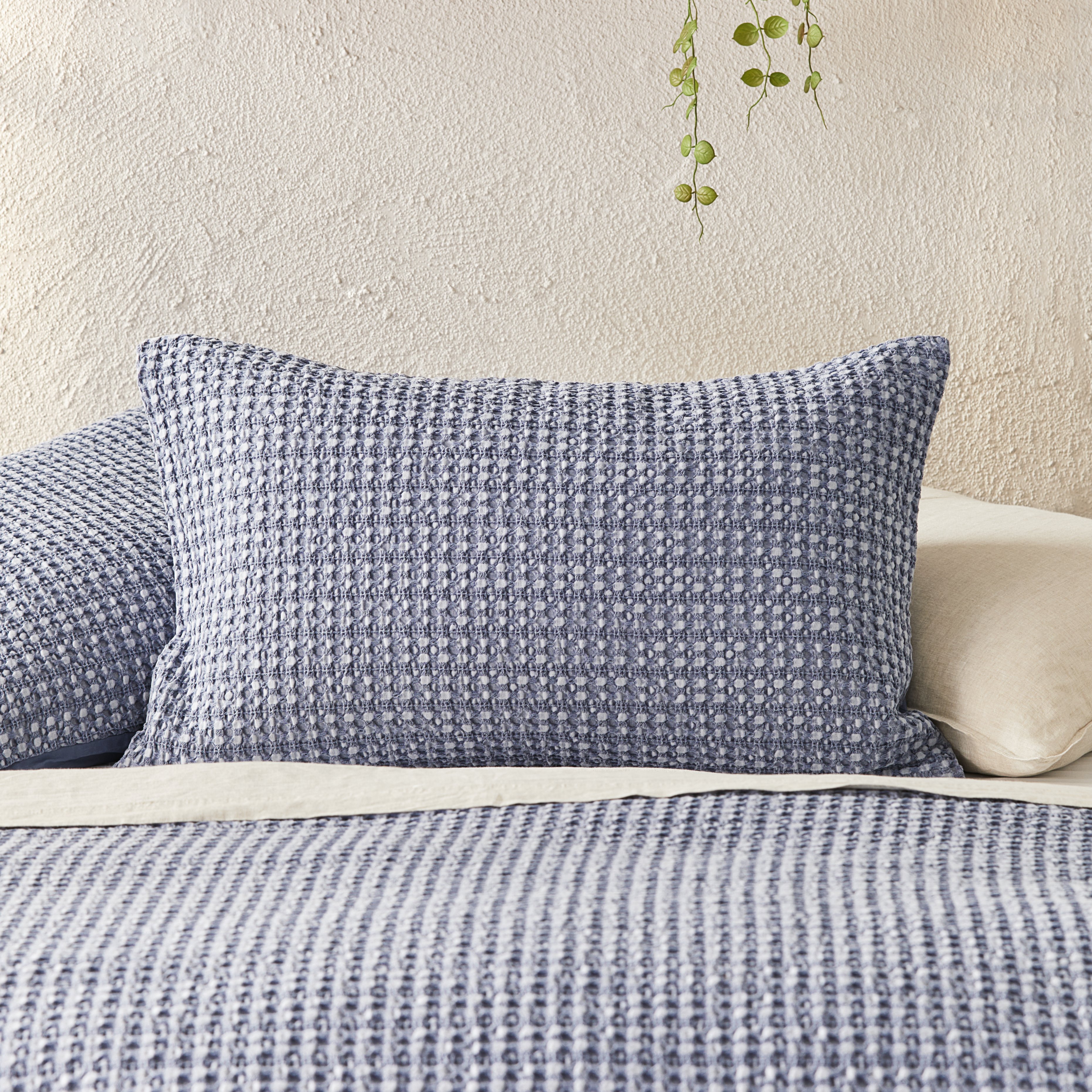 Ren Waffle Azure Blue Pillowcases Adairs