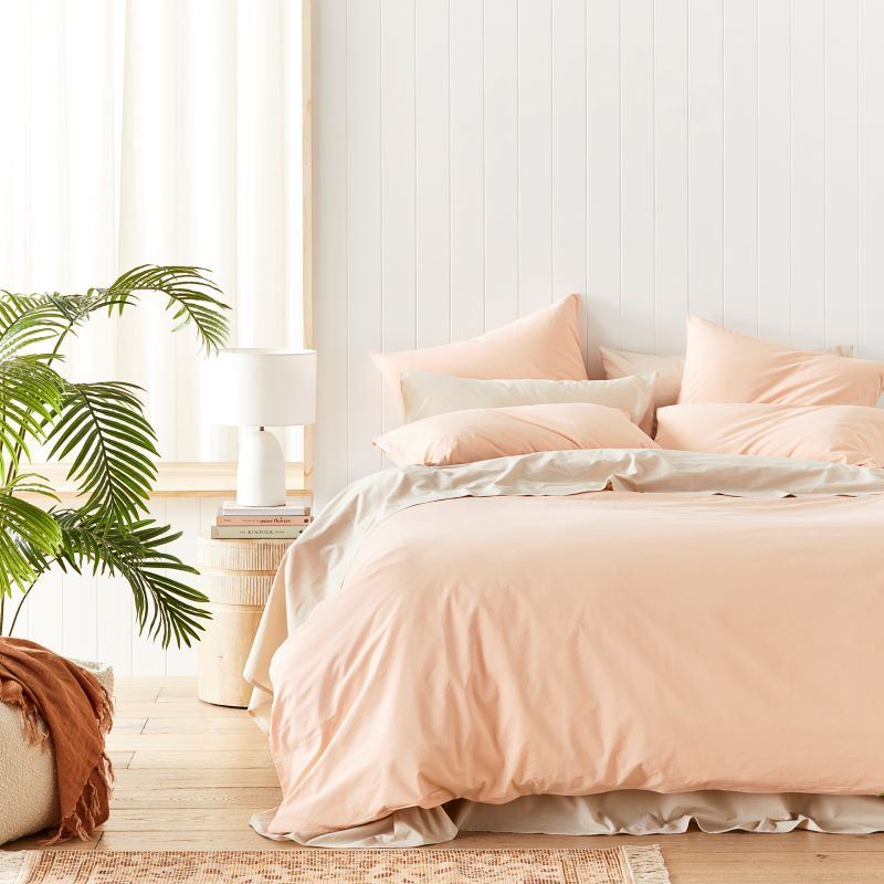 Stonewashed Cotton Bedlinen Pale Peach Quilt Cover Bedroom Adairs Stonewashed Cotton Bedlinen Pale Peach Quilt Cover Bedroom Adairs