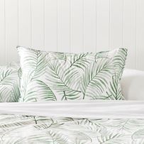 Stonewashed Cotton Green Palm Pillowcases