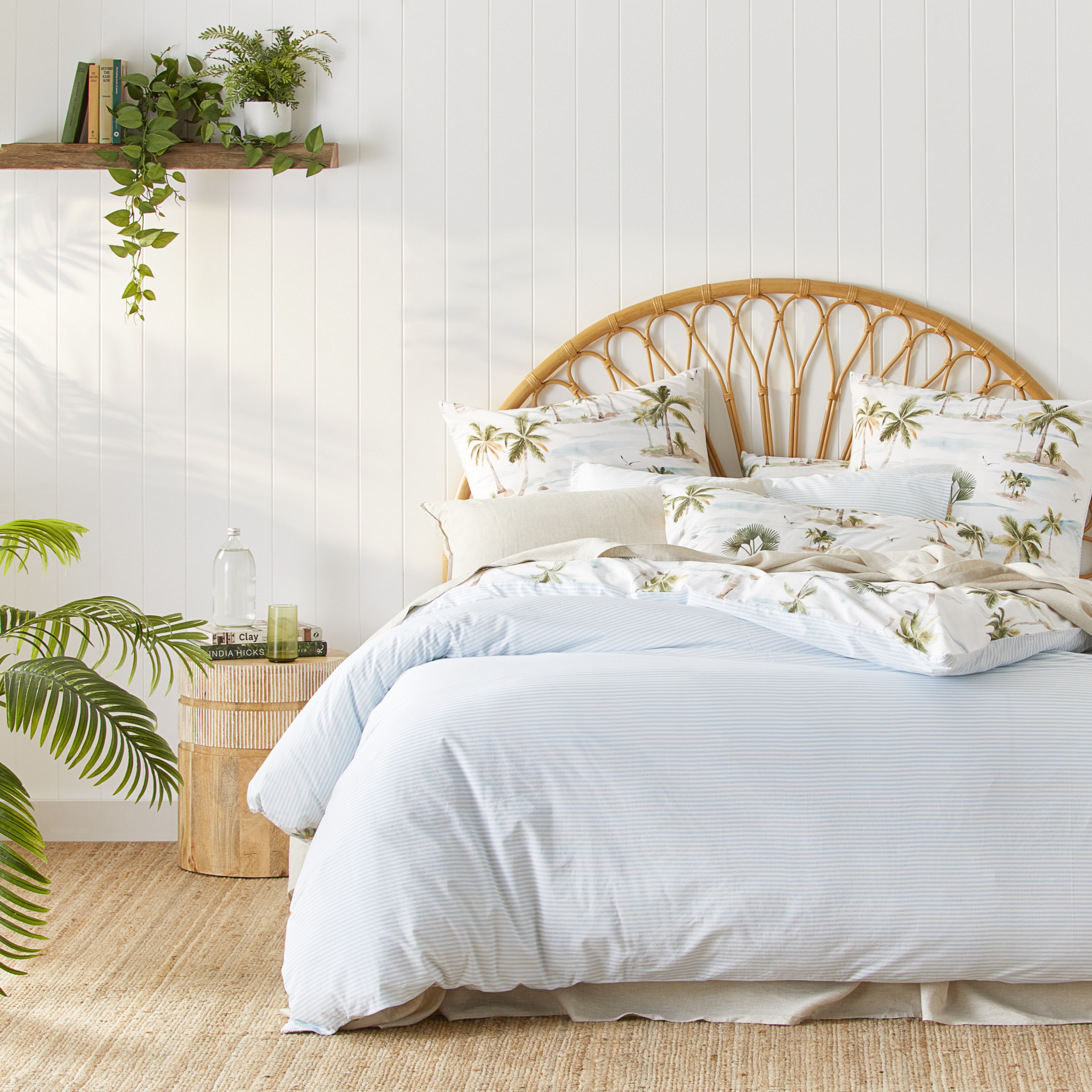 Moana Palm White Quilt Cover Set + 