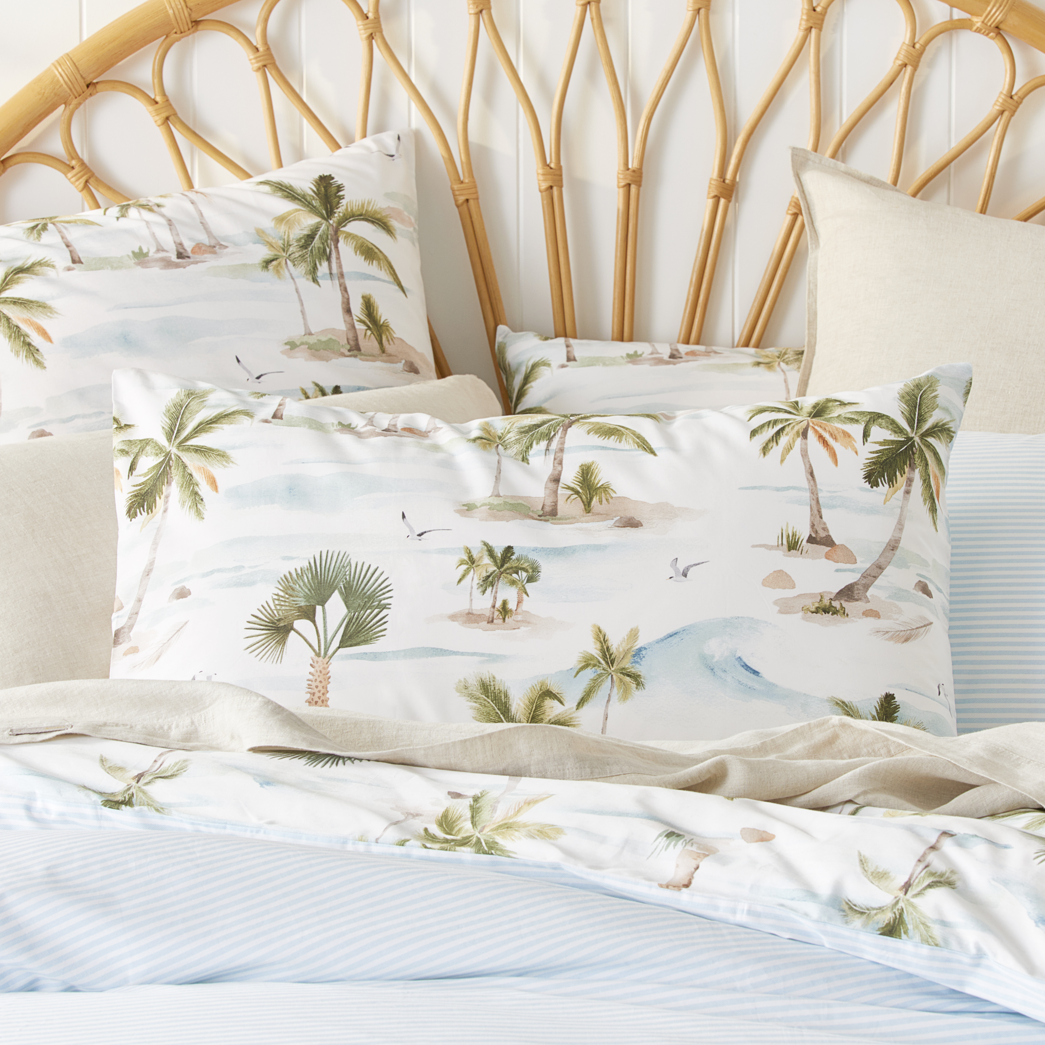 Moana Palm White Quilt Cover Set + Separates Adairs