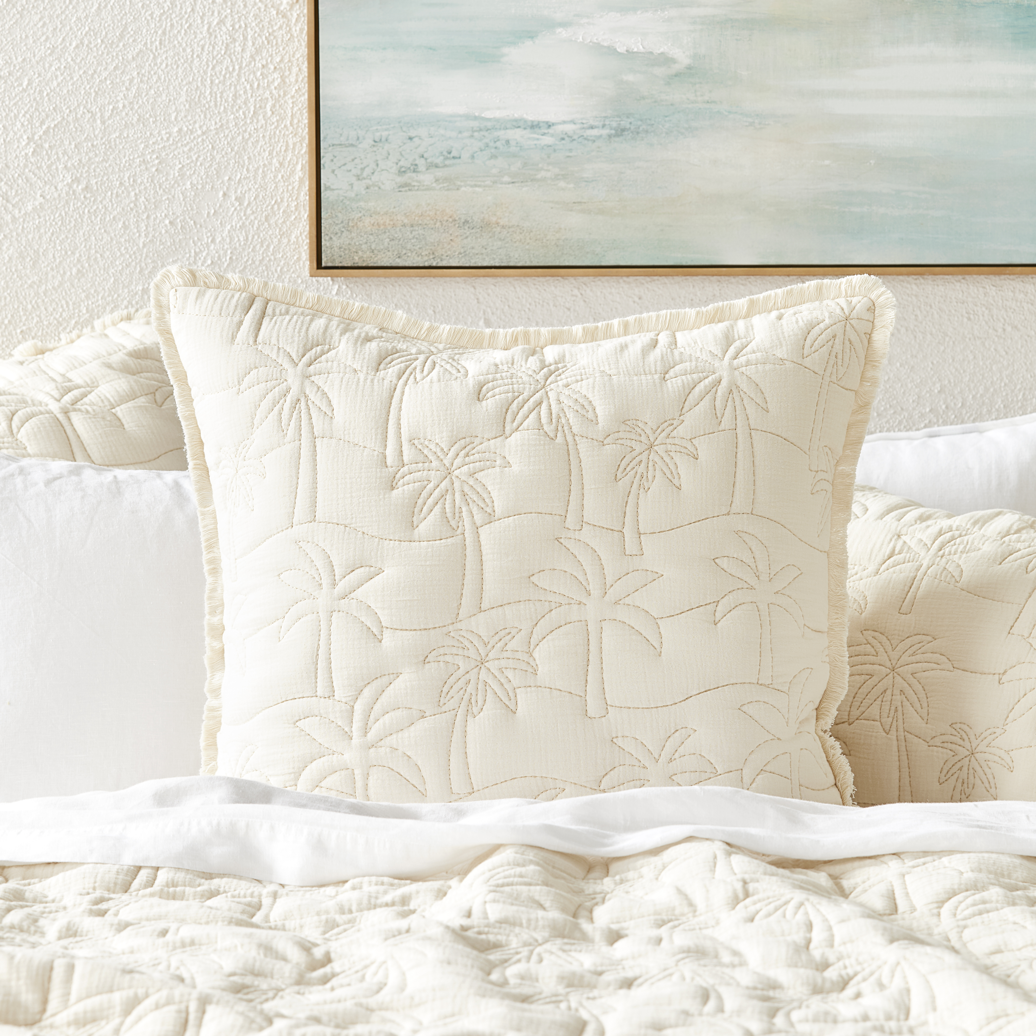 Palm Cove Natural Quilted Pillowcases Adairs
