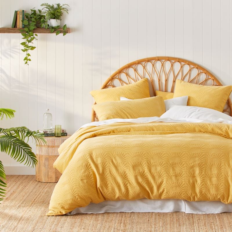 Sunray Yellow Matelassé Quilt Cover + Pillowcases | Bedroom | Adairs