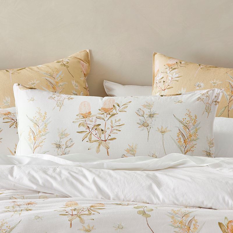 Golden Wattle White Pillowcases