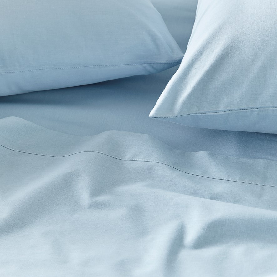 Plain Dye Perfect Cotton Percale Blue Sheet Set Adairs