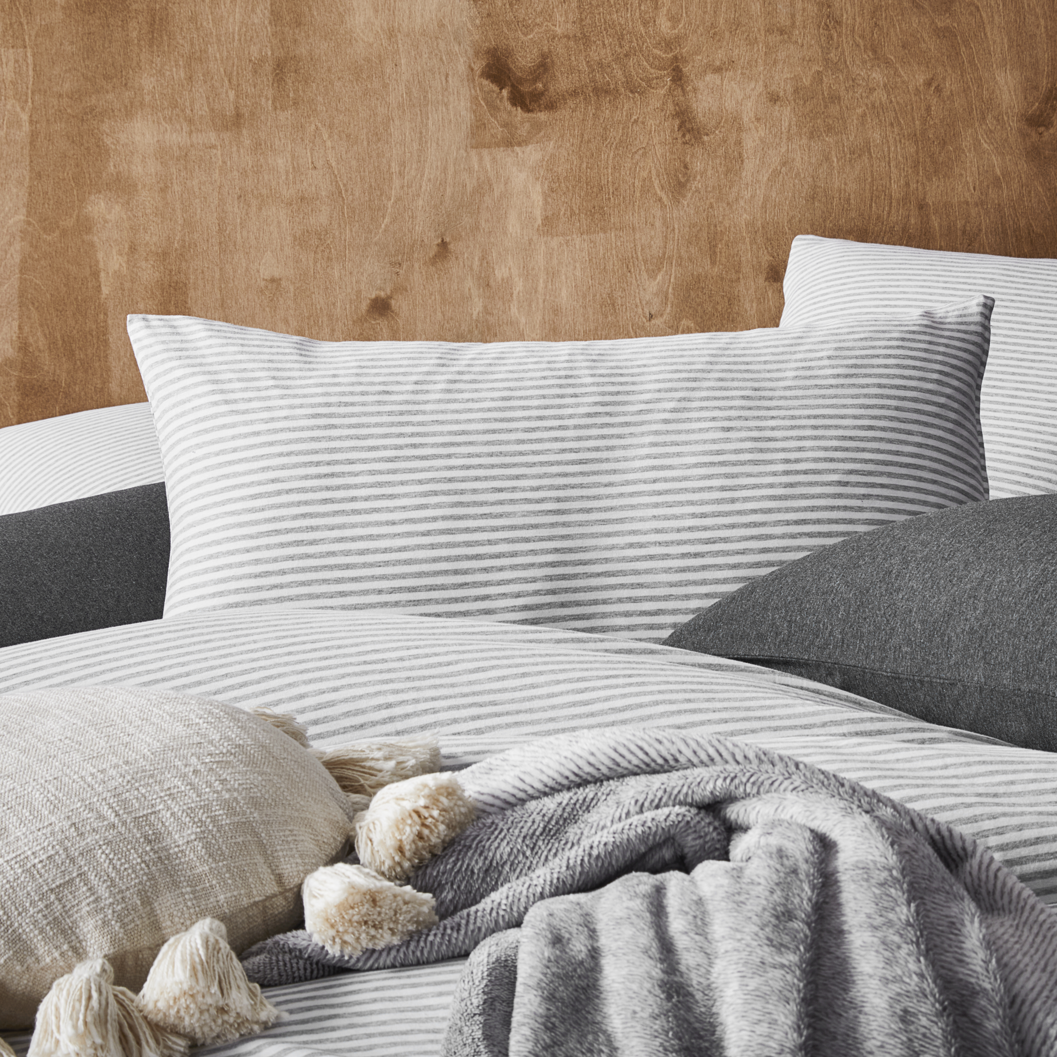 Ultra Soft Jersey Grey Stripe Sheet Separates