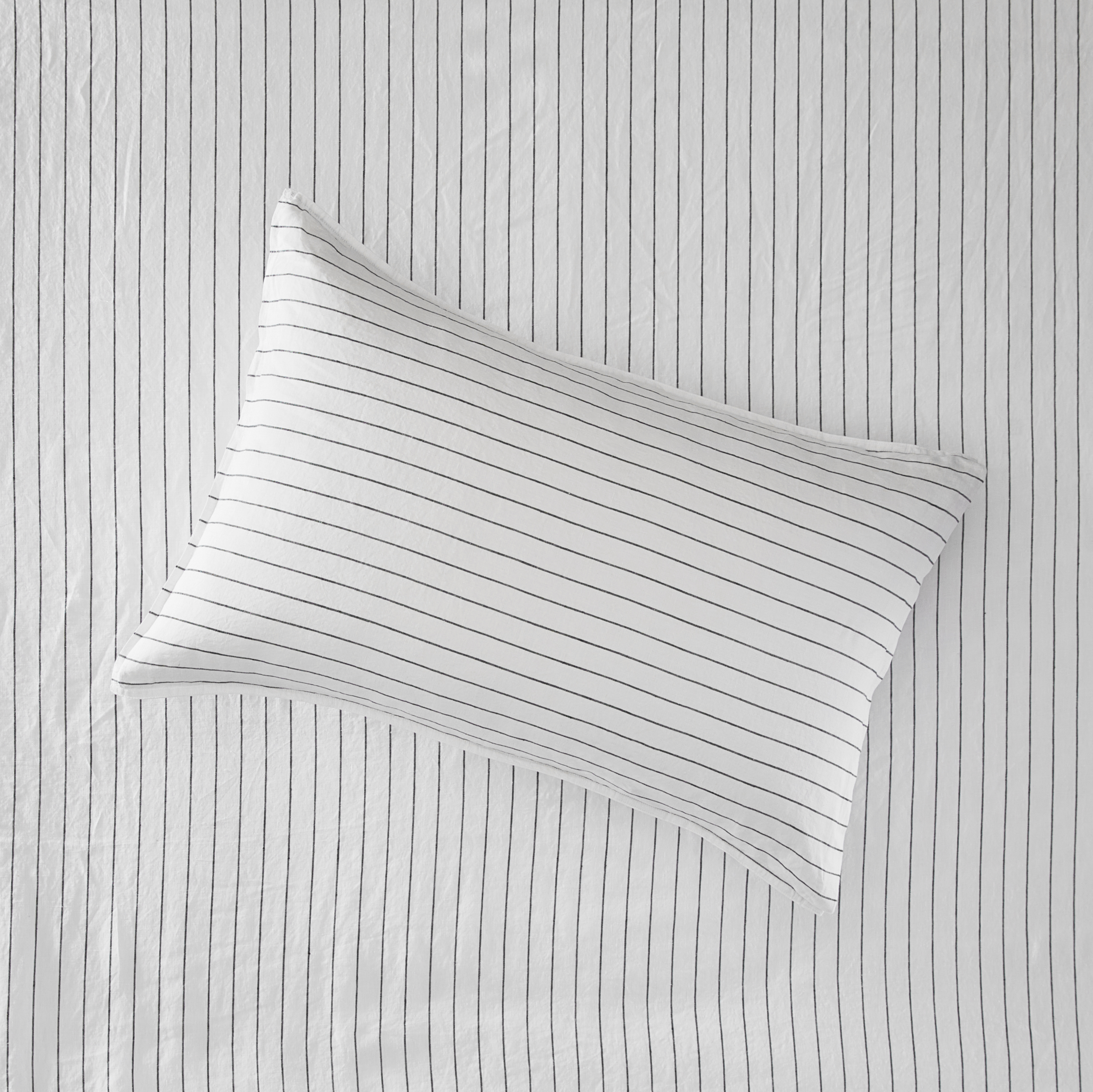 Vintage Washed Linen Onyx Stripe Sheet Separates Adairs