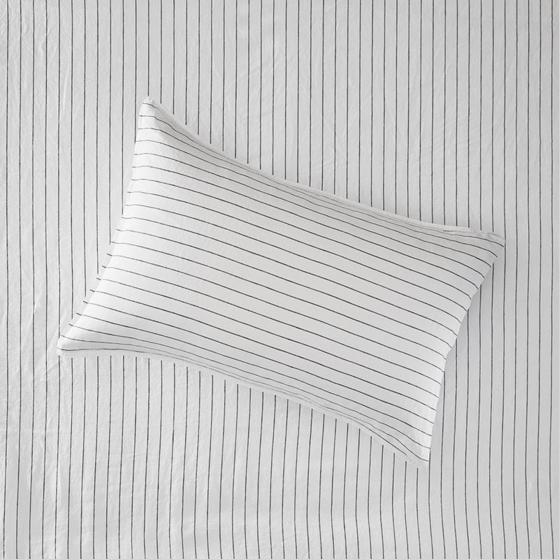 Vintage Washed Linen Onyx Stripe Sheet Separates