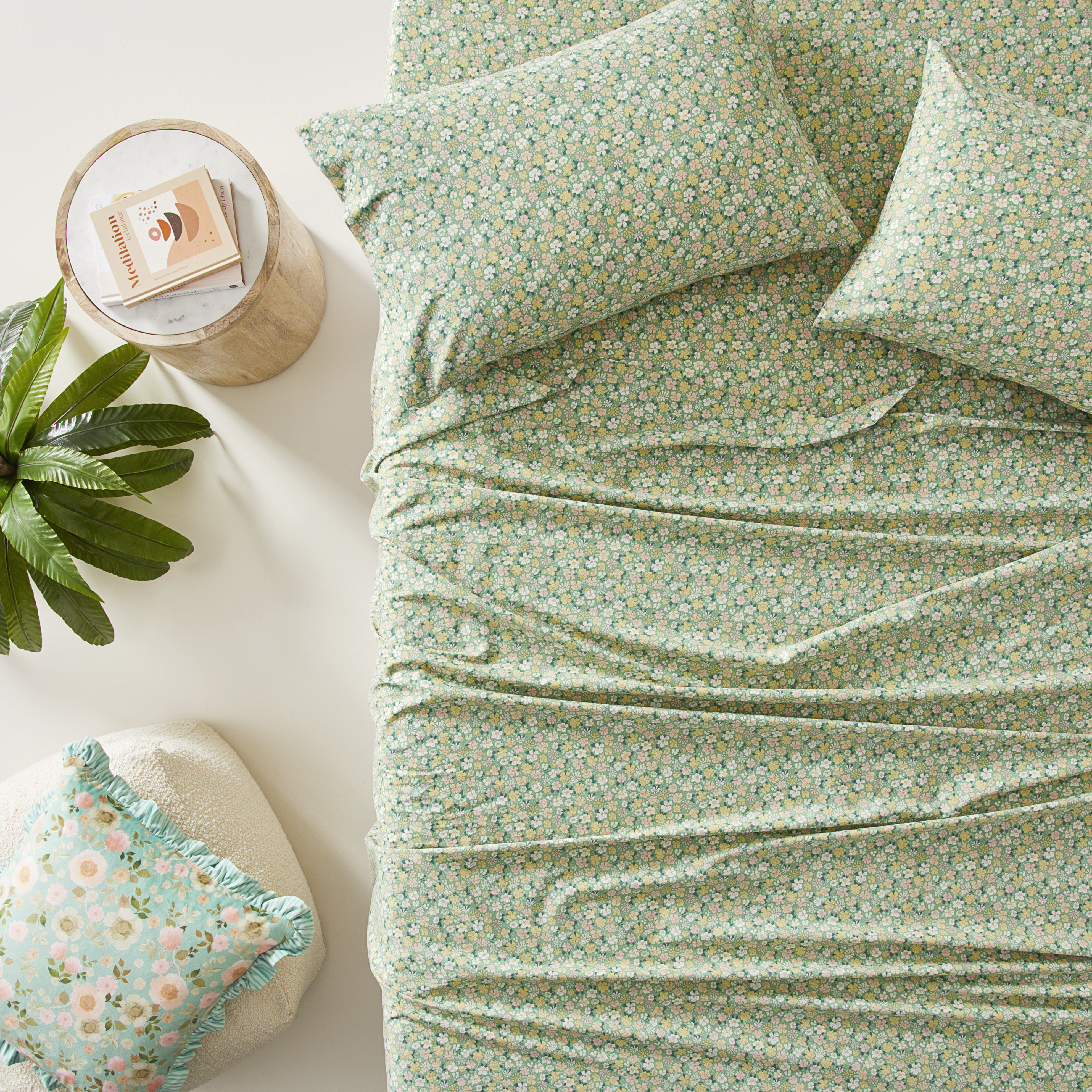 Harper Floral Green Printed Sheet Set Adairs