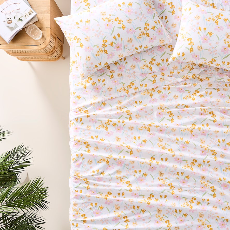 Perfect Cotton Printed Percale Summer Floral Sheet Set Adairs