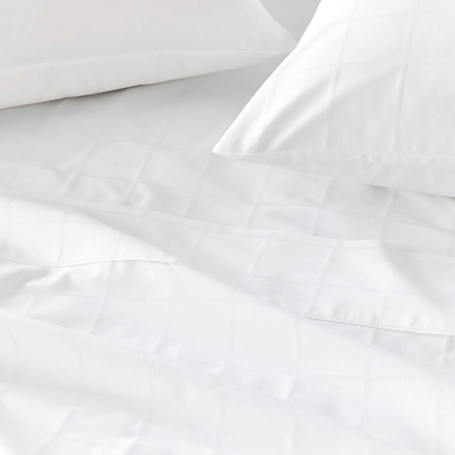 Worlds Softest Cotton White Grid Sheet Set