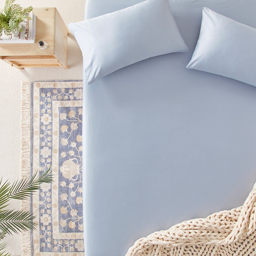 600TC Bamboo Cotton Pastel Blue Sheet Separates Adairs