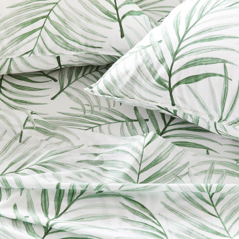 Stonewashed Cotton Green Palm Sheet Set