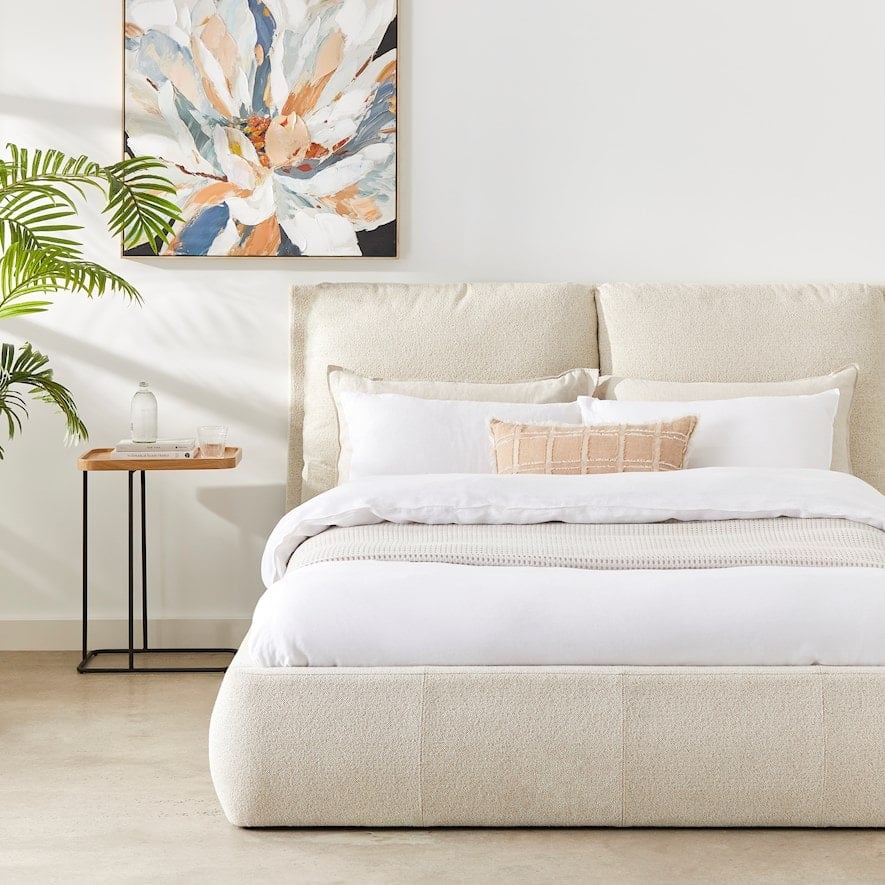 Hamina Pearl Boucle Full Bed | Furniture | Adairs