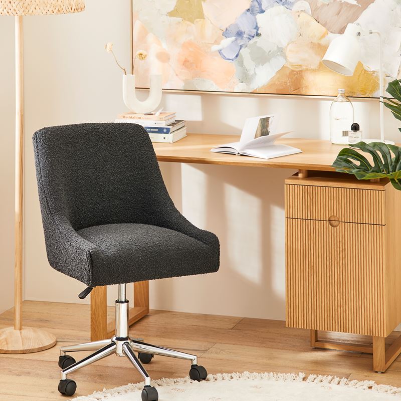 Neville Black Boucle Desk Chair