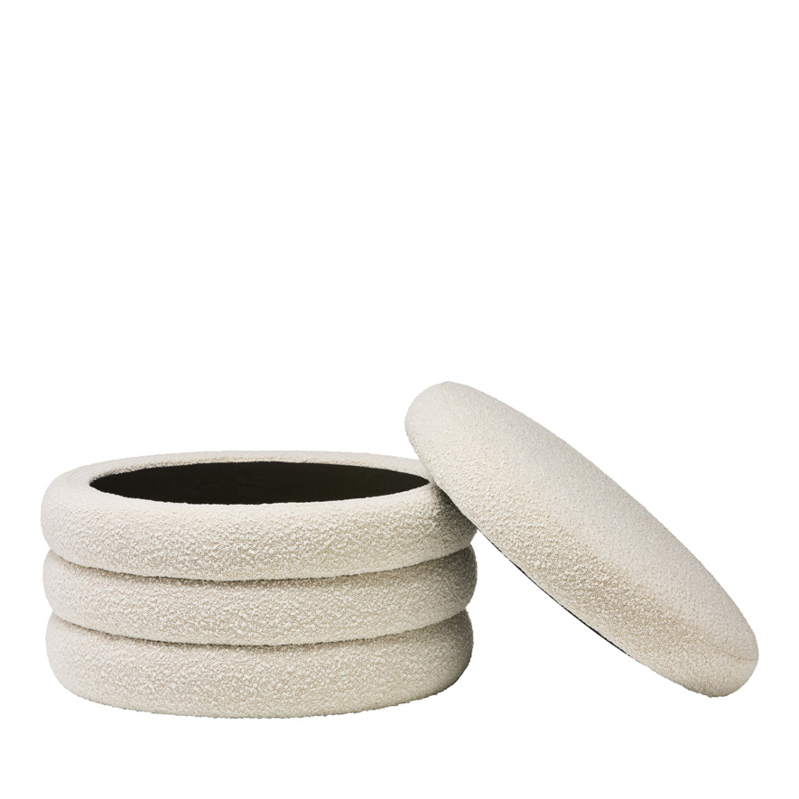 Memphis Cream Boucle Large Storage Ottoman Adairs