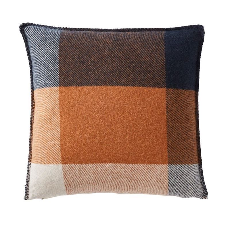 Holland Navy & Brown Wool Cushion