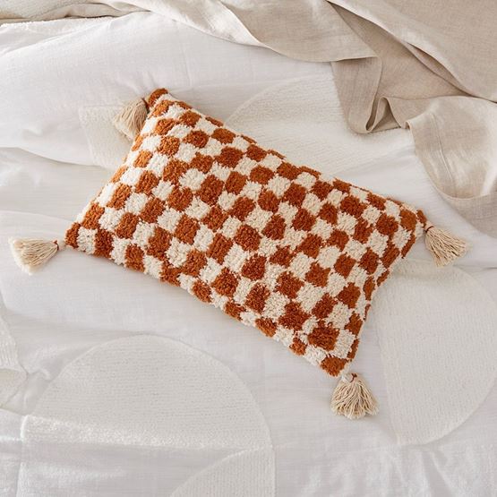 Checkerboard Desert Sand Tufted Cushion