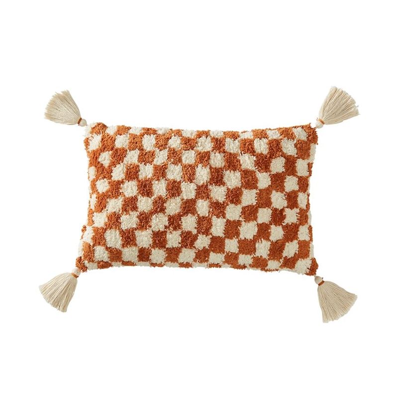 Checkerboard Desert Sand Tufted Cushion