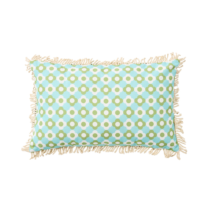 Outdoor Aqua Daisy Stripe Cushion Adairs